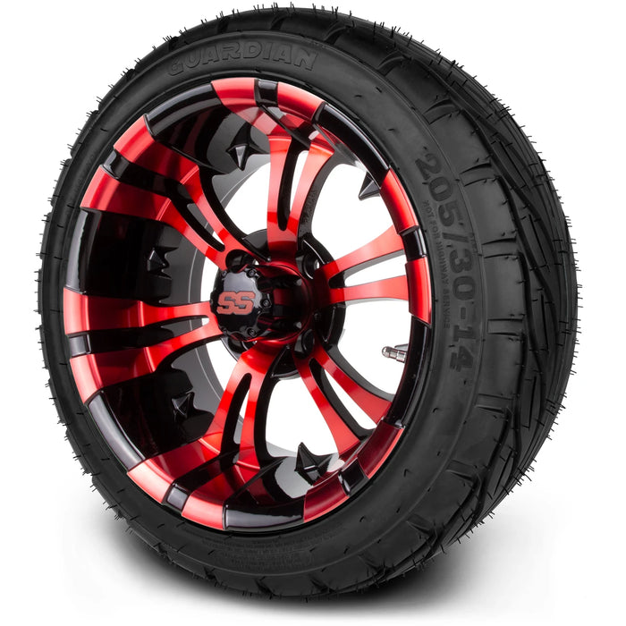 MODZ 14" Vampire Red and Black Wheels & Street Tires Combo