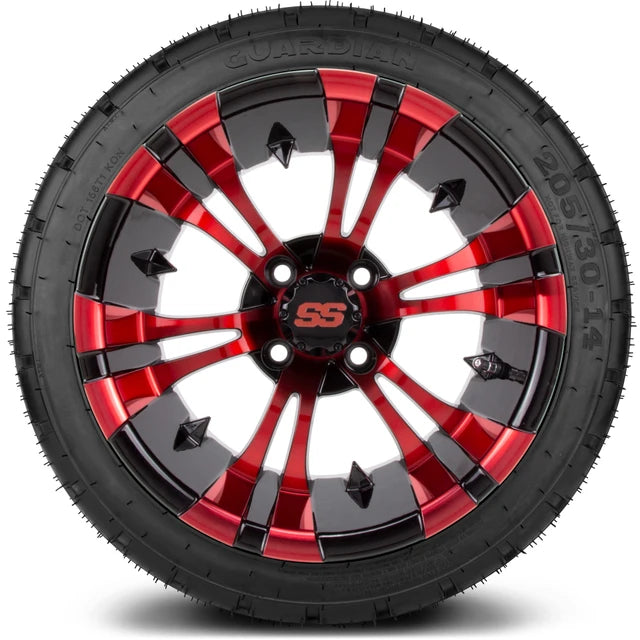 MODZ 14" Vampire Red and Black Wheels & Street Tires Combo