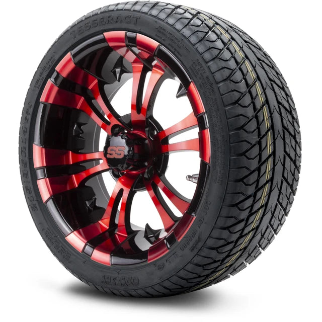 MODZ 14" Vampire Red and Black Wheels & Street Tires Combo