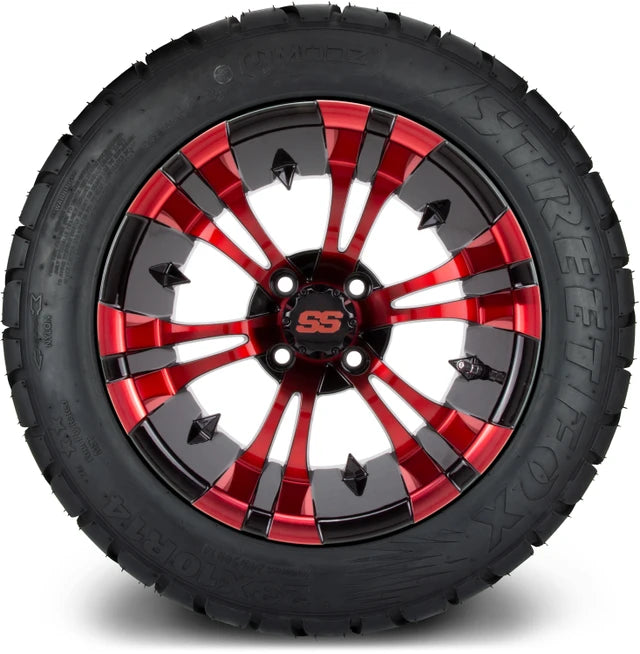 MODZ 14" Vampire Red and Black Wheels & Street Tires Combo