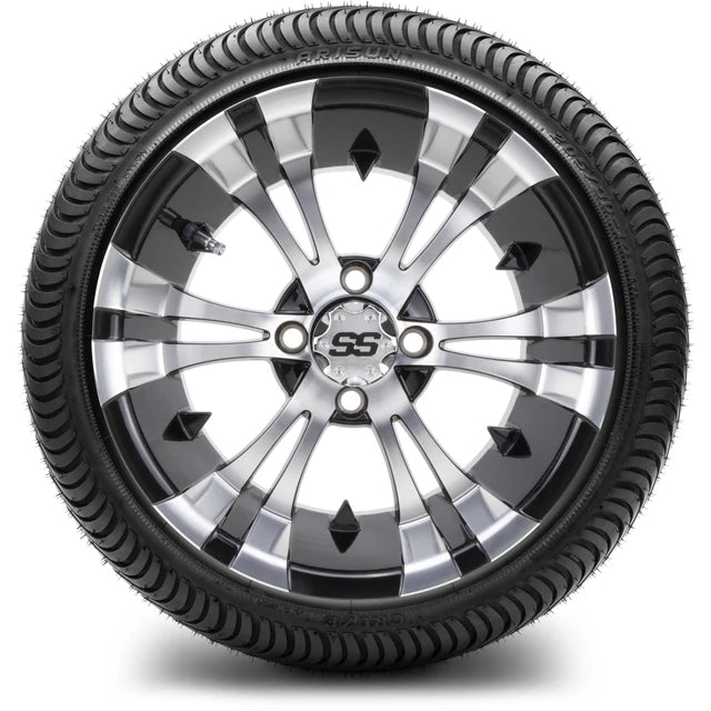 MODZ 14" Vampire Machined Black Wheels & Street Tires Combo