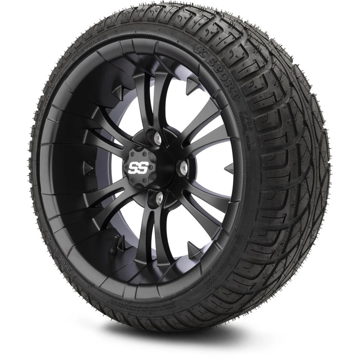 MODZ 14" Vampire Matte Black Wheels & Street Tires Combo
