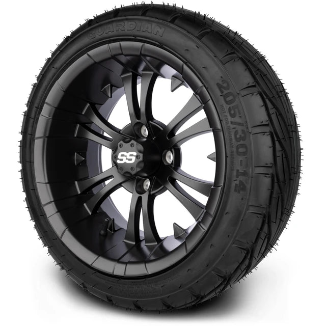 MODZ 14" Vampire Matte Black Wheels & Street Tires Combo