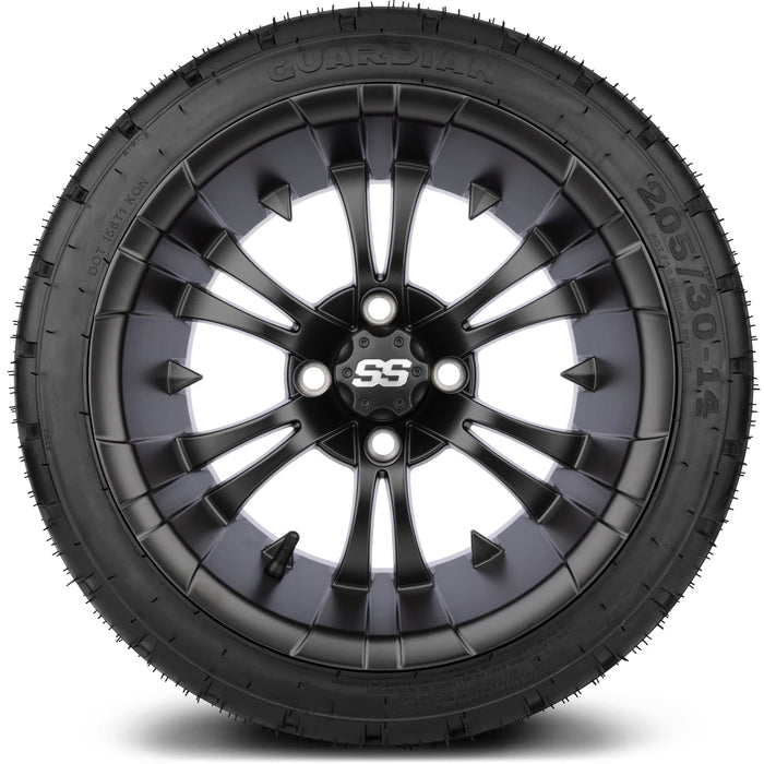 MODZ 14" Vampire Matte Black Wheels & Street Tires Combo