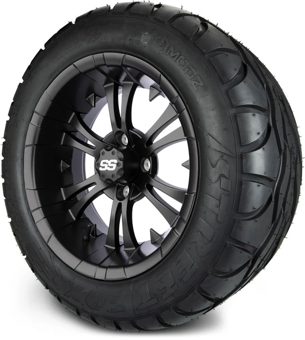 MODZ 14" Vampire Matte Black Wheels & Street Tires Combo
