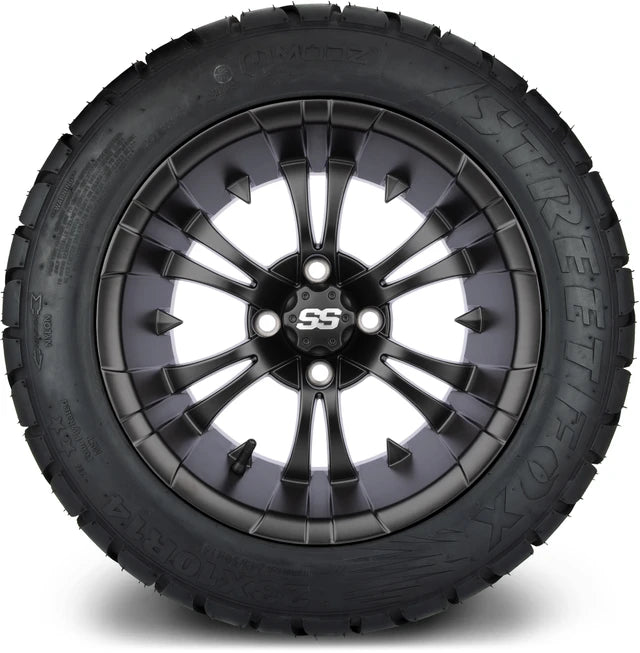 MODZ 14" Vampire Matte Black Wheels & Street Tires Combo