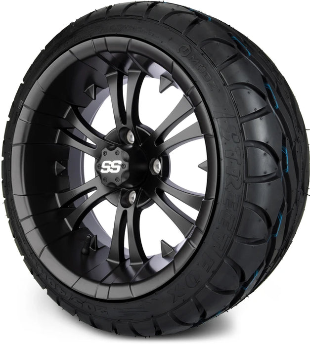 MODZ 14" Vampire Matte Black Wheels & Street Tires Combo