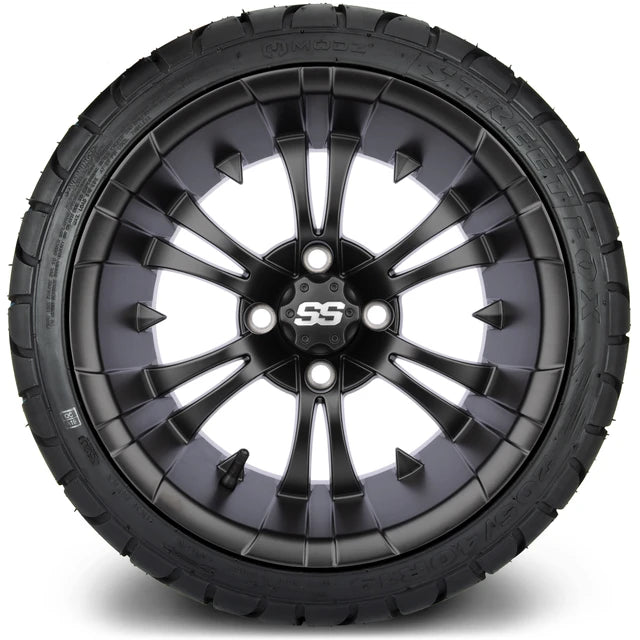 MODZ 14" Vampire Matte Black Wheels & Street Tires Combo