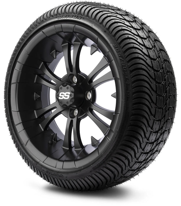 MODZ 14" Vampire Matte Black Wheels & Street Tires Combo