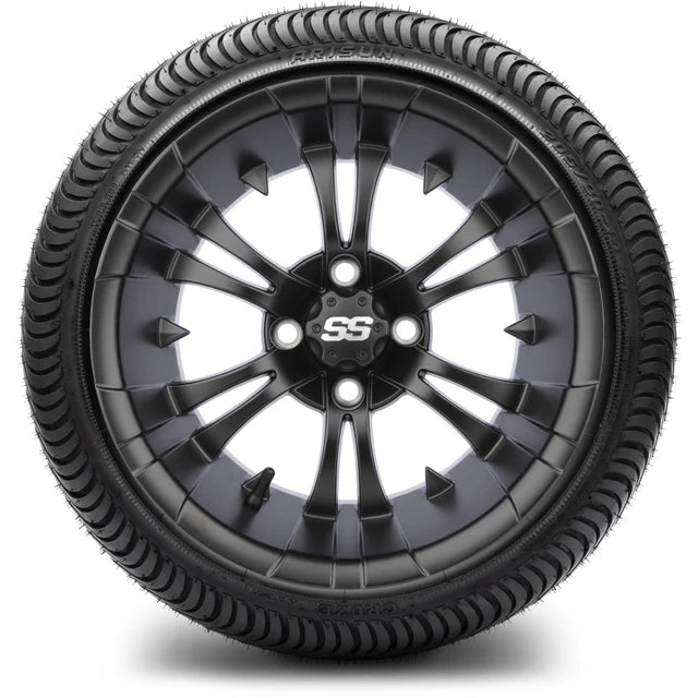 MODZ 14" Vampire Matte Black Wheels & Street Tires Combo