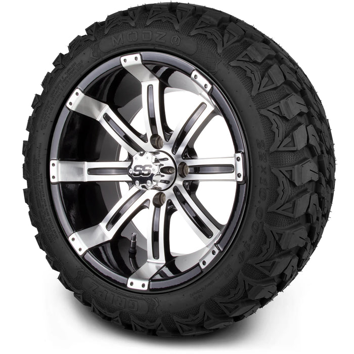 MODZ 14" Tempest Machined Black Wheels & Off-Road Tires Combo