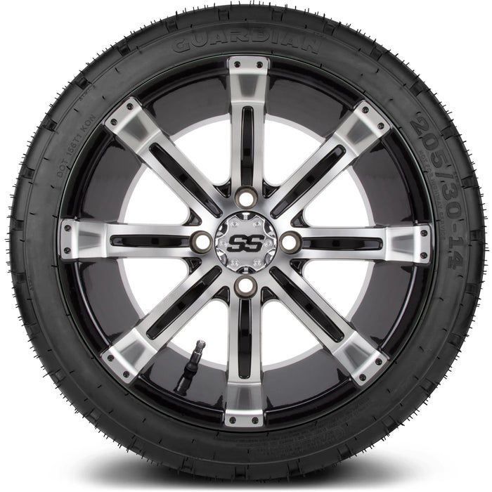 MODZ 14" Tempest Machined Black Wheels & Street Tires Combo