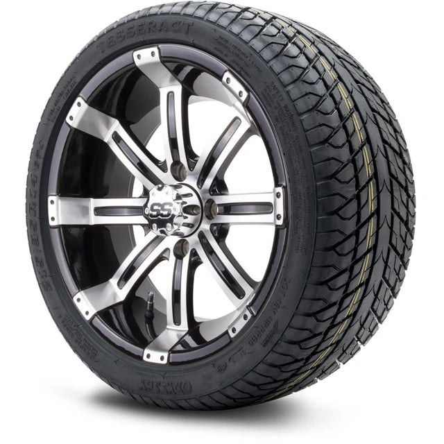 MODZ 14" Tempest Machined Black Wheels & Street Tires Combo
