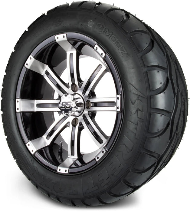 MODZ 14" Tempest Machined Black Wheels & Street Tires Combo