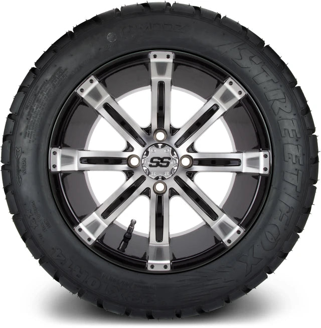 MODZ 14" Tempest Machined Black Wheels & Street Tires Combo