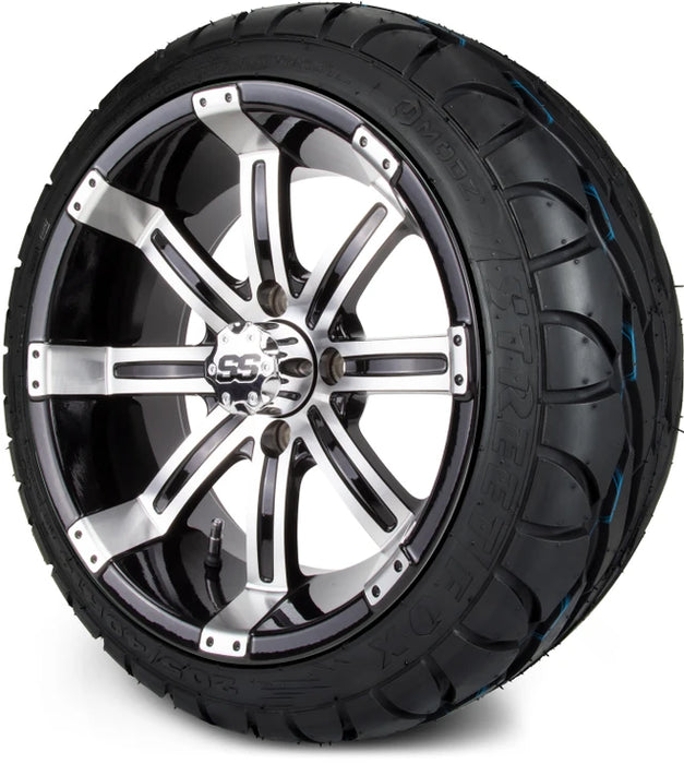 MODZ 14" Tempest Machined Black Wheels & Street Tires Combo