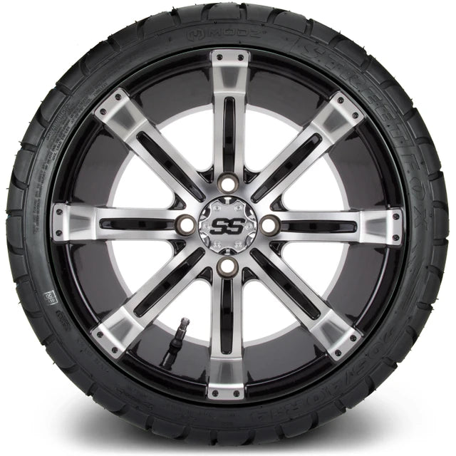 MODZ 14" Tempest Machined Black Wheels & Street Tires Combo