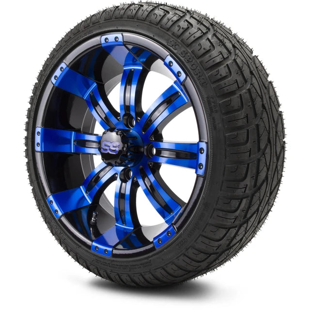 MODZ 14" Tempest Blue and Black Wheels & Street Tires Combo