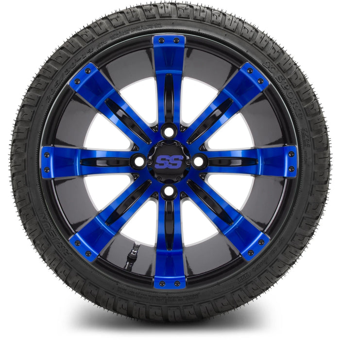 MODZ 14" Tempest Blue and Black Wheels & Street Tires Combo
