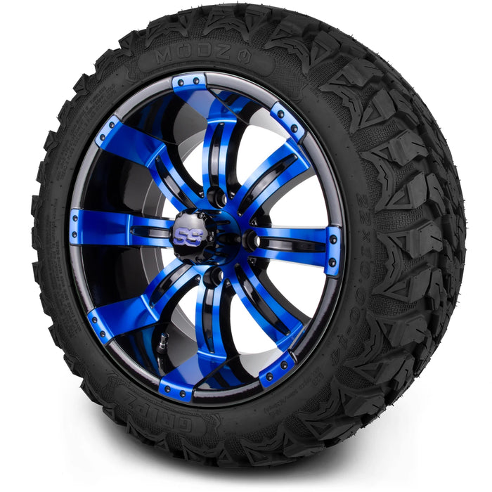 MODZ 14" Tempest Blue and Black Wheels & Off-Road Tires Combo