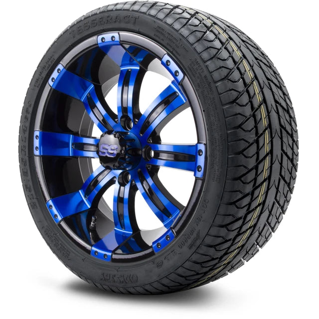 MODZ 14" Tempest Blue and Black Wheels & Street Tires Combo