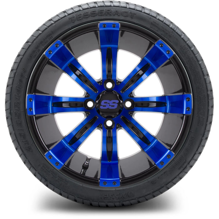 MODZ 14" Tempest Blue and Black Wheels & Street Tires Combo