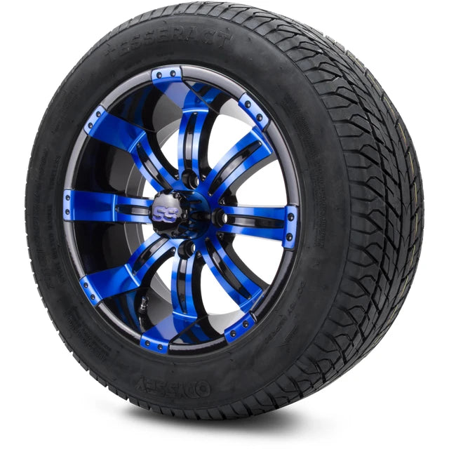MODZ 14" Tempest Blue and Black Wheels & Street Tires Combo