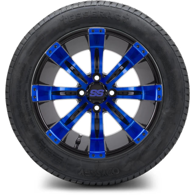 MODZ 14" Tempest Blue and Black Wheels & Street Tires Combo
