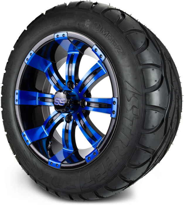 MODZ 14" Tempest Blue and Black Wheels & Street Tires Combo