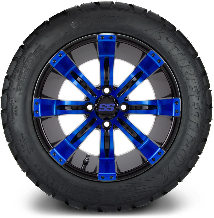 MODZ 14" Tempest Blue and Black Wheels & Street Tires Combo