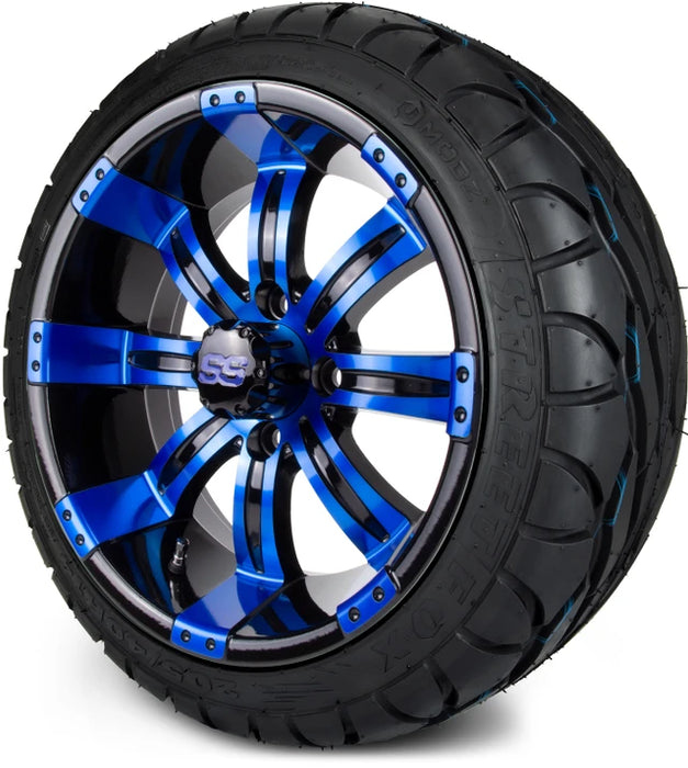 MODZ 14" Tempest Blue and Black Wheels & Street Tires Combo