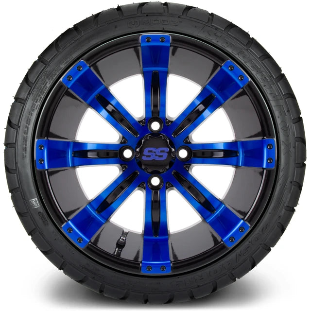 MODZ 14" Tempest Blue and Black Wheels & Street Tires Combo