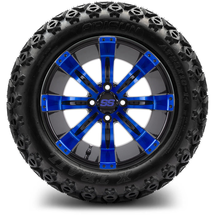 MODZ 14" Tempest Blue and Black Wheels & Off-Road Tires Combo