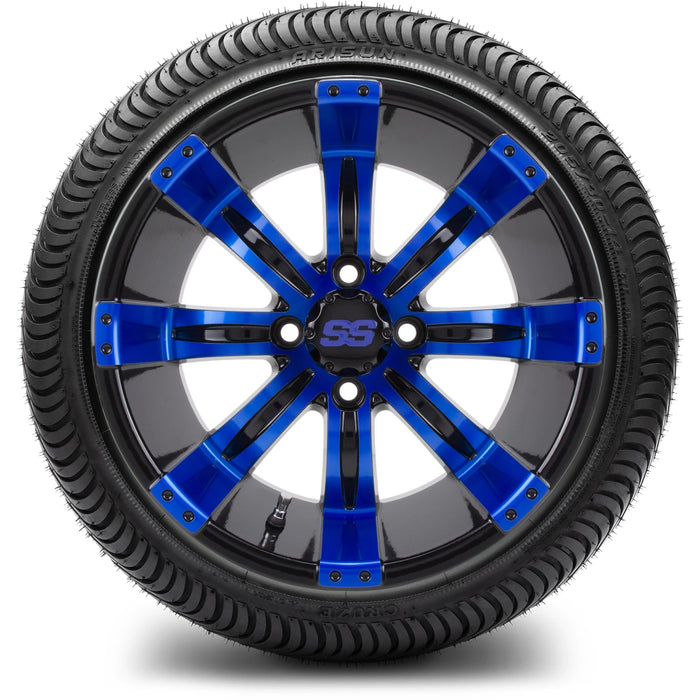 MODZ 14" Tempest Blue and Black Wheels & Street Tires Combo
