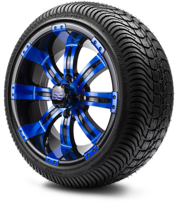 MODZ 14" Tempest Blue and Black Wheels & Street Tires Combo
