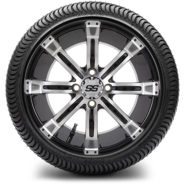 MODZ 14" Tempest Machined Black Wheels & Street Tires Combo