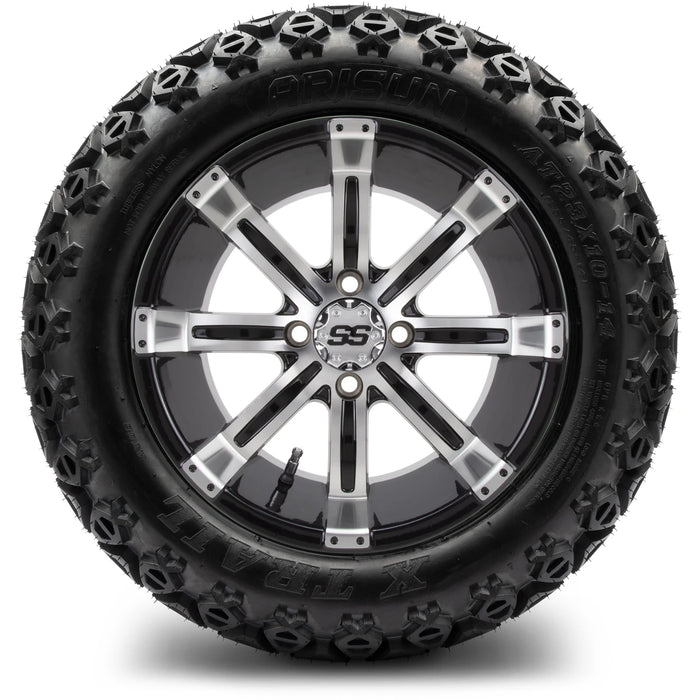 MODZ 14" Tempest Machined Black Wheels & Off-Road Tires Combo