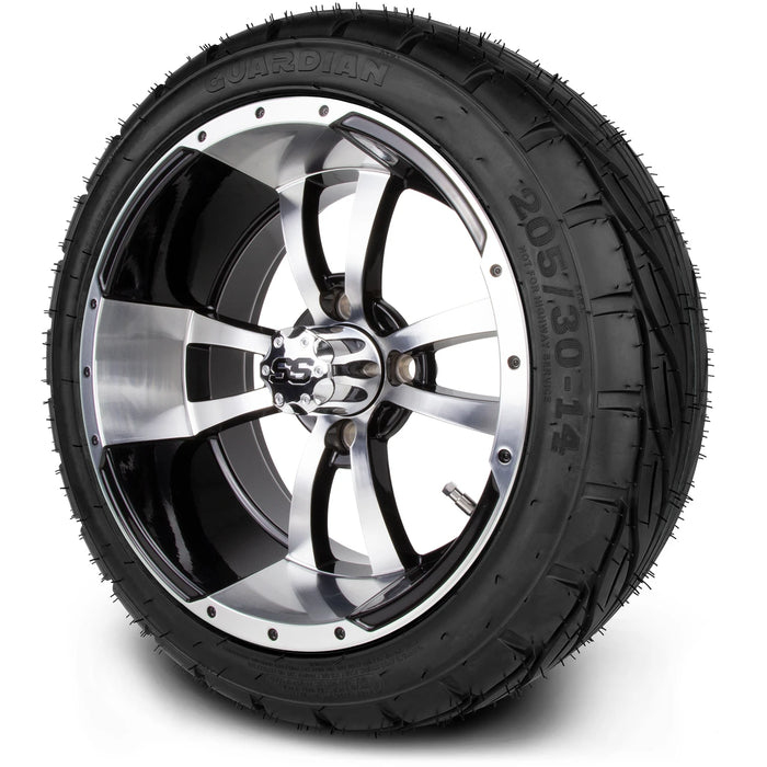 MODZ 14" Storm Trooper Machined Black Wheels & Street Tires Combo
