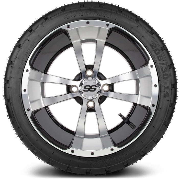 MODZ 14" Storm Trooper Machined Black Wheels & Street Tires Combo