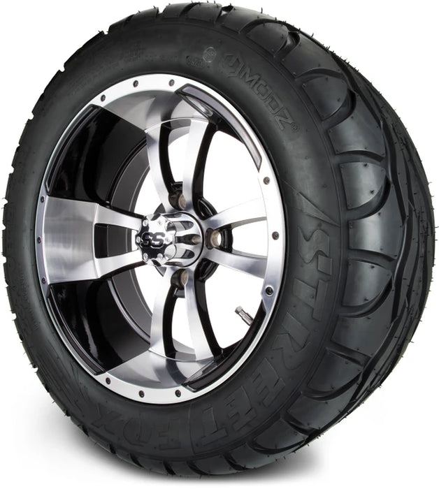 MODZ 14" Storm Trooper Machined Black Wheels & Street Tires Combo