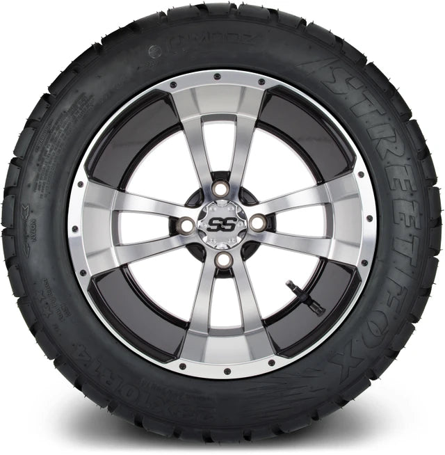 MODZ 14" Storm Trooper Machined Black Wheels & Street Tires Combo