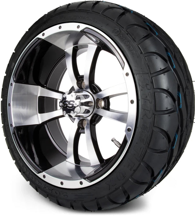 MODZ 14" Storm Trooper Machined Black Wheels & Street Tires Combo