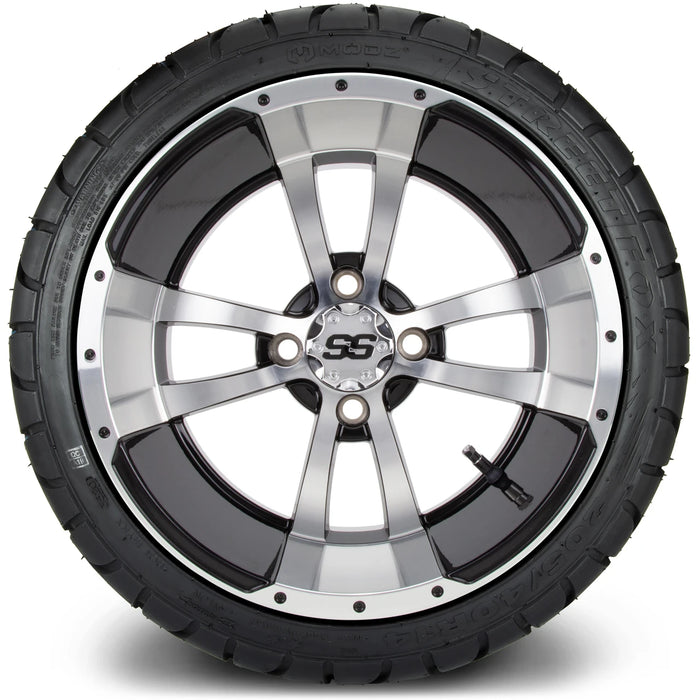 MODZ 14" Storm Trooper Machined Black Wheels & Street Tires Combo