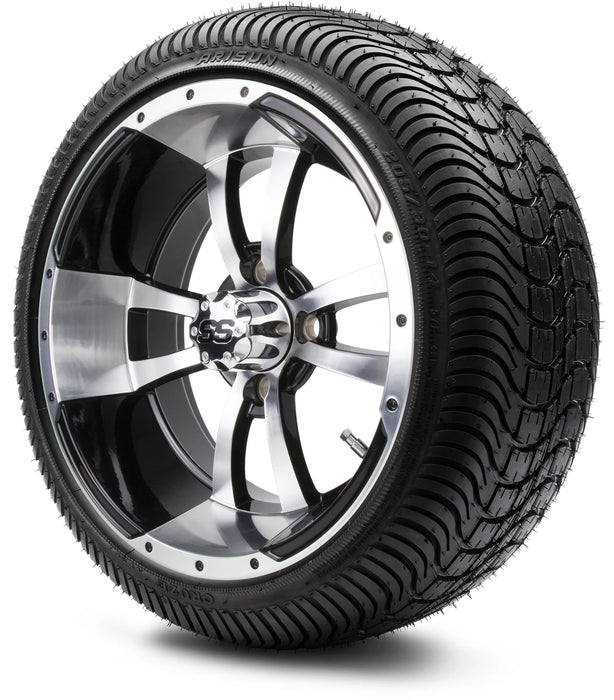 MODZ 14" Storm Trooper Machined Black Wheels & Street Tires Combo