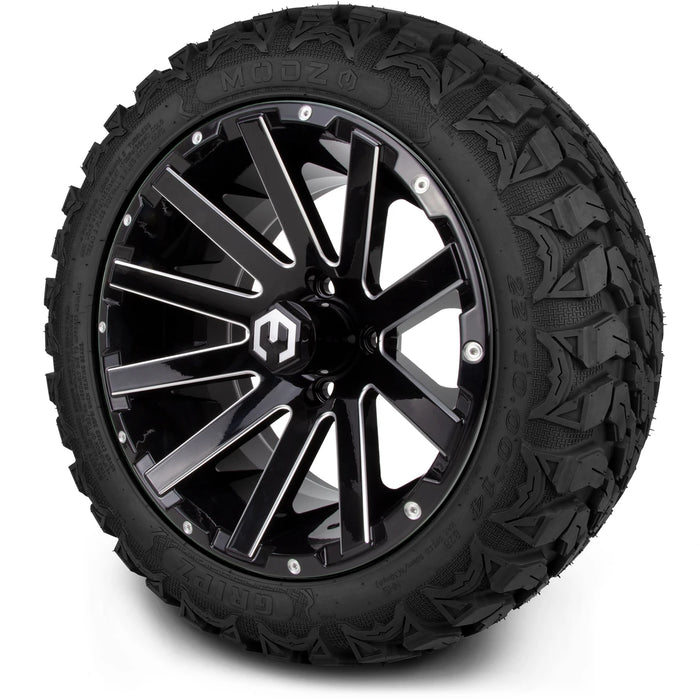 MODZ 14" Mauler Glossy Black with Ball Mill Wheels & Off-Road Tires Combo