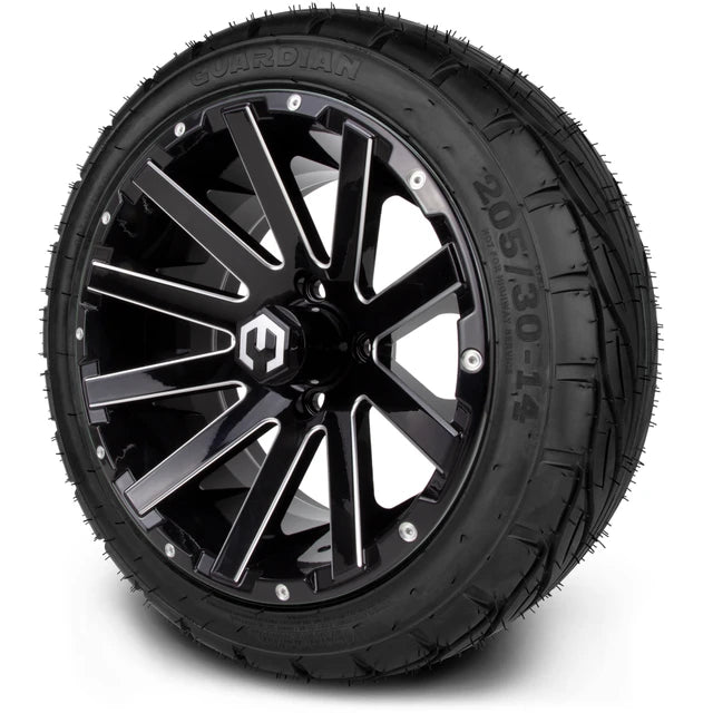 MODZ 14" Mauler Glossy Black with Ball Mill Wheels & Street Tires Combo