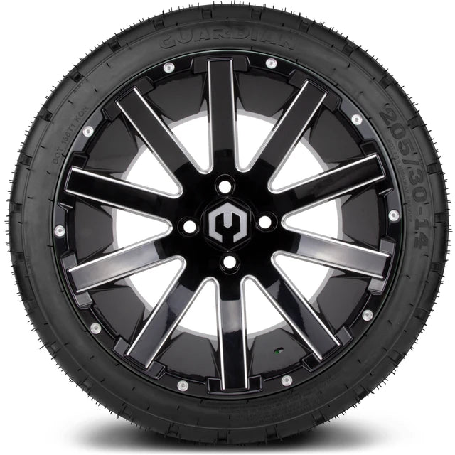 MODZ 14" Mauler Glossy Black with Ball Mill Wheels & Street Tires Combo