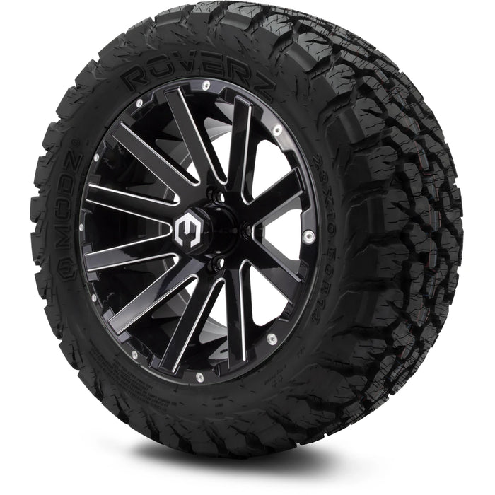 MODZ 14" Mauler Glossy Black with Ball Mill Wheels & Off-Road Tires Combo