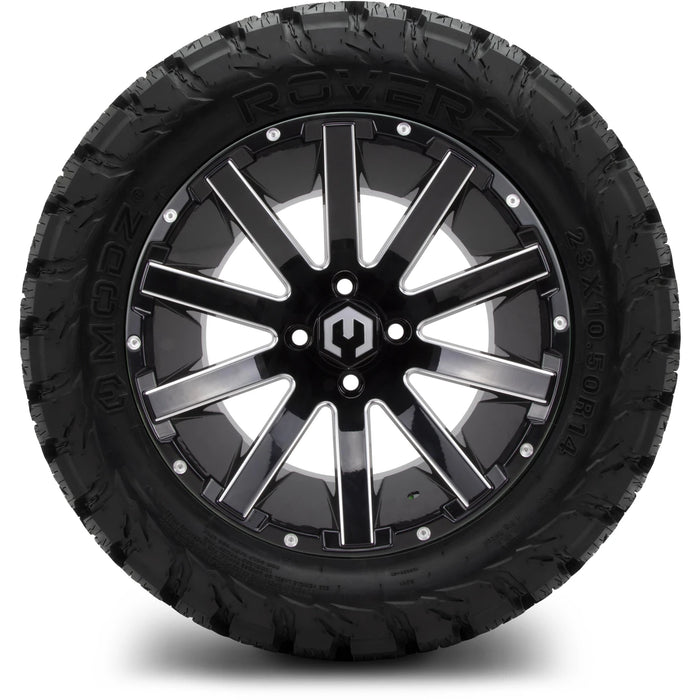 MODZ 14" Mauler Glossy Black with Ball Mill Wheels & Off-Road Tires Combo