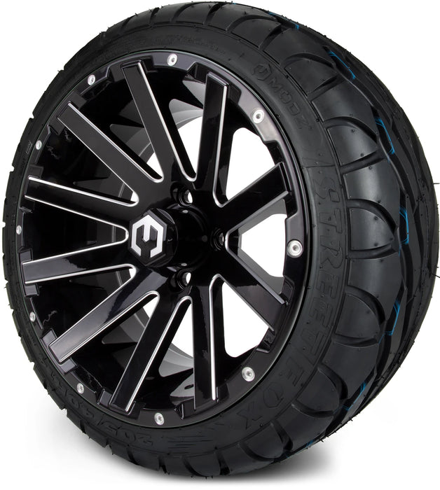 MODZ 14" Mauler Glossy Black with Ball Mill Wheels & Street Tires Combo
